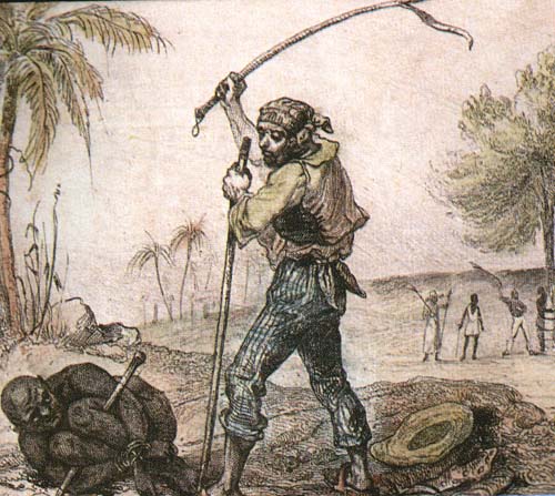 Brazilian overseer whipping a slave